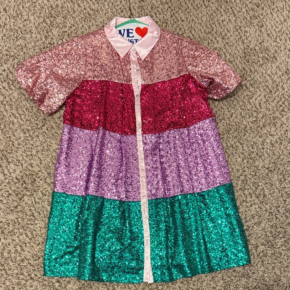 Peach Love California Sequin Mini Dress - Pink, Red, Purple, Green